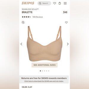 Barely worn SKIMS Seamless Sculpt Bralette